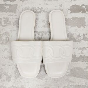 Nordstrom White Quilted-Link Slide Sandals